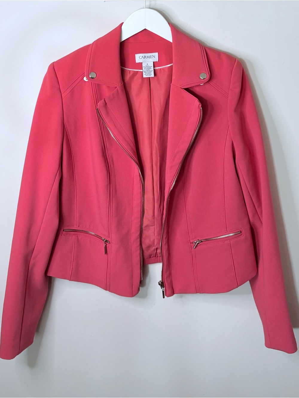 Carmen Marc Volvo Moto Jacket with Lace-Up & Zipper - Picture 8 of 9